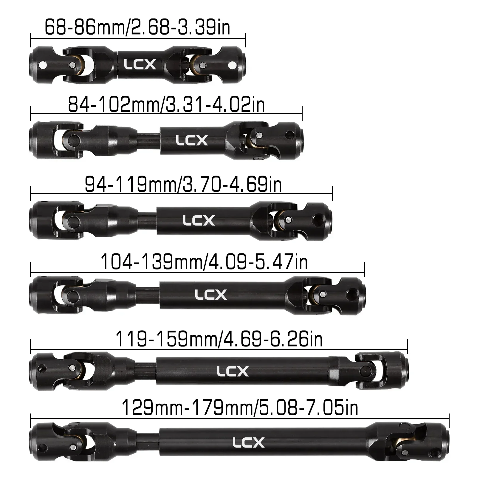 LCX Racing Steel Heavy-Duty Drive Shaft for 1/10 RC Car Crawler Axial SCX10 II III 90046 Traxxas TRX4 TRX6 Redcat Gen8