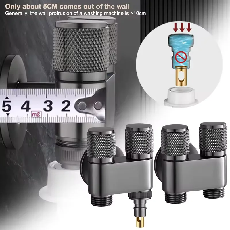 

G1/2" Universal Angle Valve One Inlet Two Outlets Dual Switch Faucet Control Independent Operation Valves Bathroom hardware