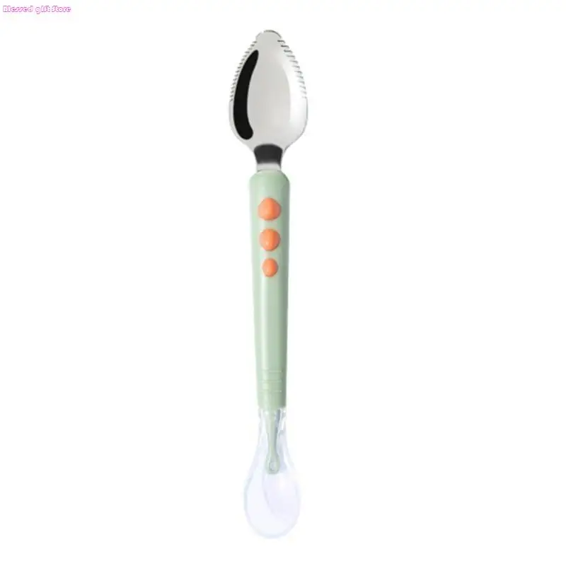 

D0JC Fruit Scraping Mud Spoon Feeding Spoons Training Spoon Gift for Infants Babies