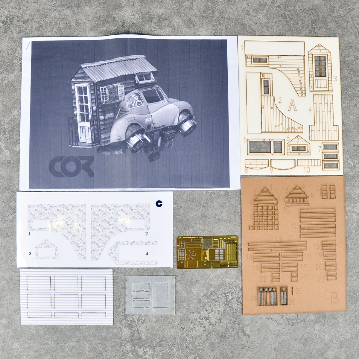 Architekturmodellbausatz Sandtisch Wohnmobil Pickup Auto LKW Holzhaus Bungalow Diorama Modellbausatz 1/24 1/35 – Detail 1