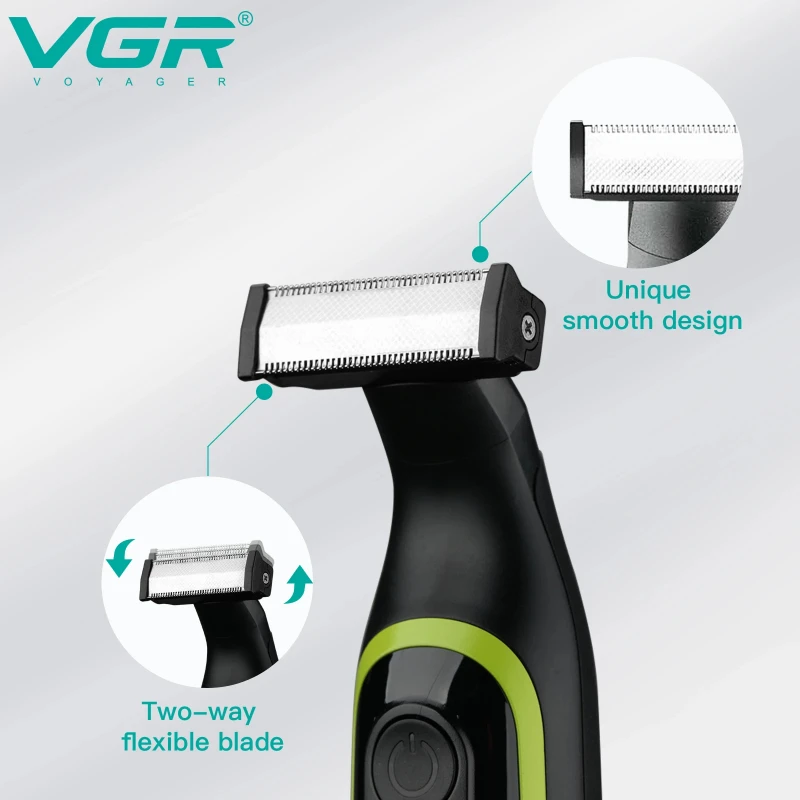 VGR Hair Trimmer Rechargeable Razor Waterproof Shaver Professional Hair Shaving Machine Beard Body Razors for Shaving Men V-017