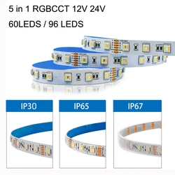 12V 24V SMD5050 RGBW RGBCCT LED Strip 4 in1 5in 1 Chip LED, 60/84/96LED/M IP30 IP65 wodoodporna taśma LED linowe oświetlenie taśmowe