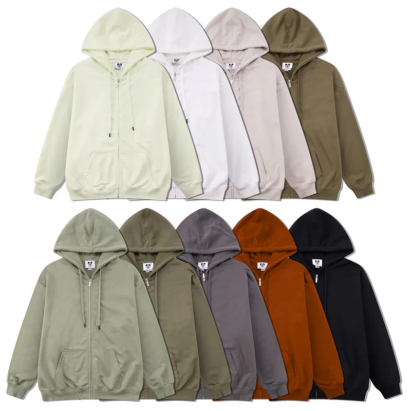 

Unisex Retro Zip-up Hoodie Hip Hop Sweatshirt Hooded Streetwear Oversized Solid Color Jackets 2023 Mens Autumn Tops Coats 후드티