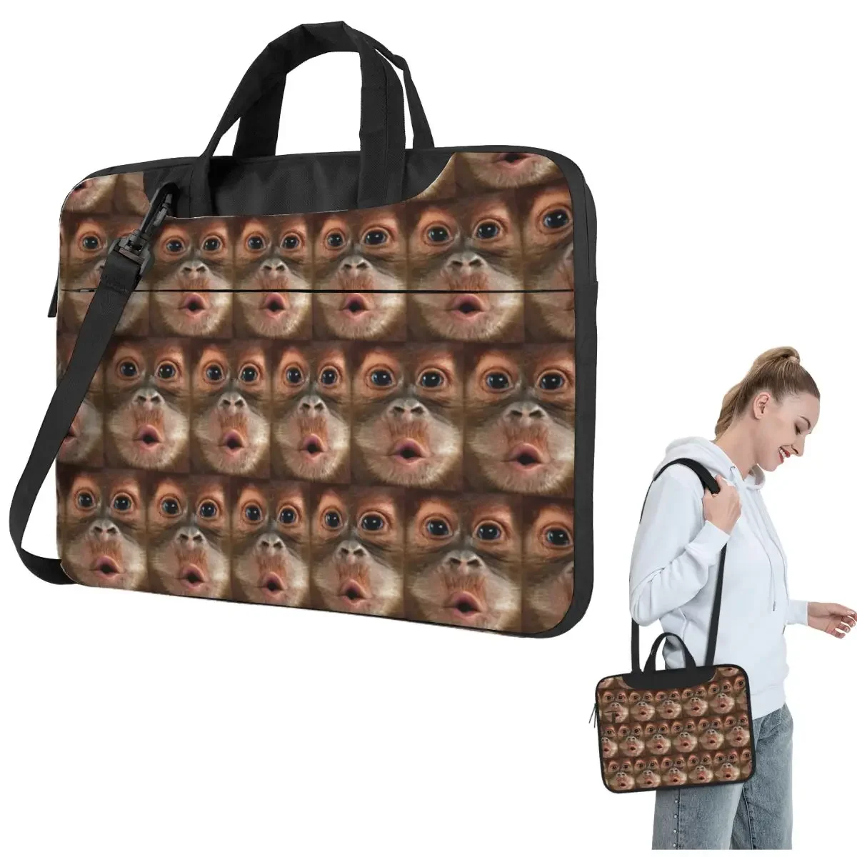 

Big Face Baby Orangutan Monkey Crossbody Laptop Bag Case Computer Bag 13 14 15.6 Inch Notebook Pouch for Lenovo