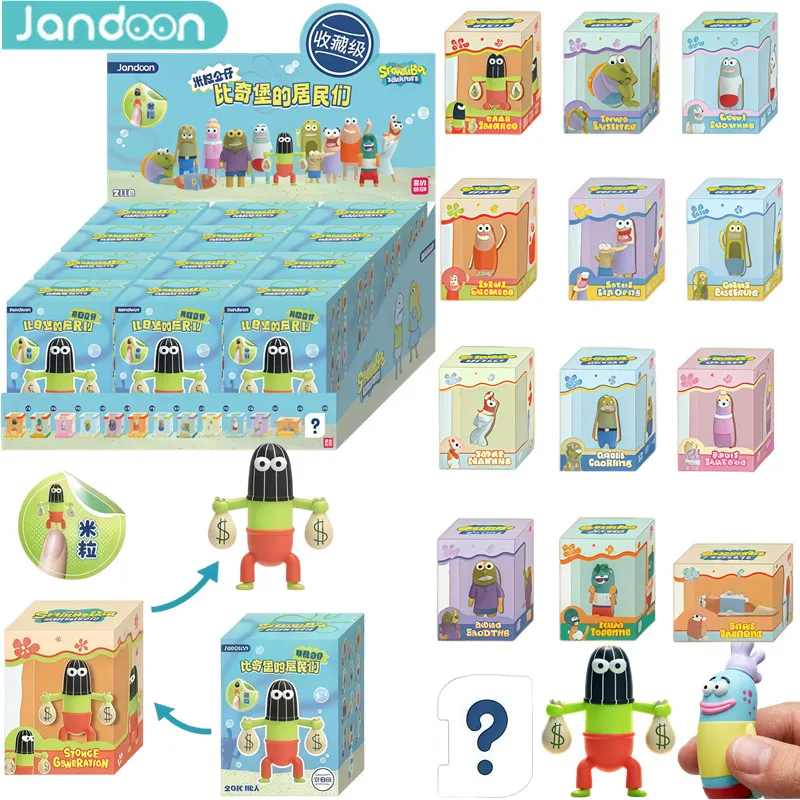 JANDOOM SpongeBob Bikini Bottom Bewohner Actionfiguren Spielzeug Reiskorn-Puppe Peripheriemodell Überraschungs-Blindbox Geburtstagsgeschenke