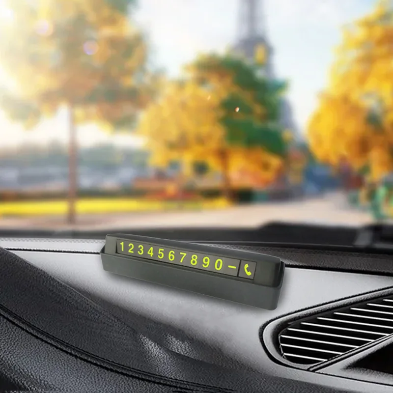 Carta di parcheggio temporanea per Auto luminosa adesivi per parcheggio automatico accessori per Auto numero di telefono targa nascosta per segnale di arresto Car Styling