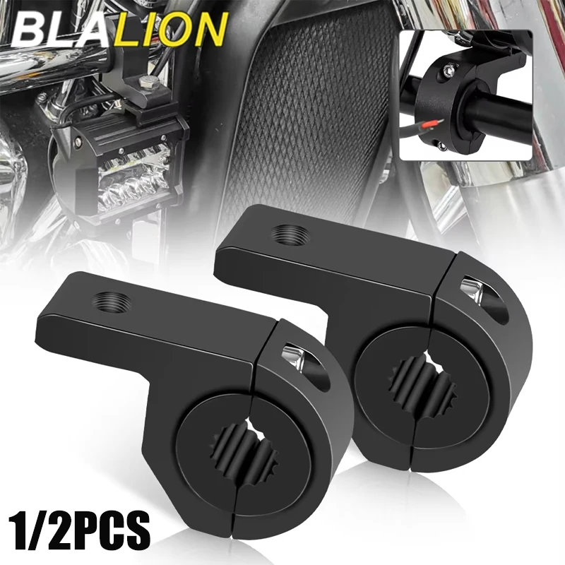 BLALION Motorcycle LED Headlight Spotlight Mount Bracket Adjustable Fog Light Auxiliary Lamp Bumper Clamps Holder Motorbike Part
