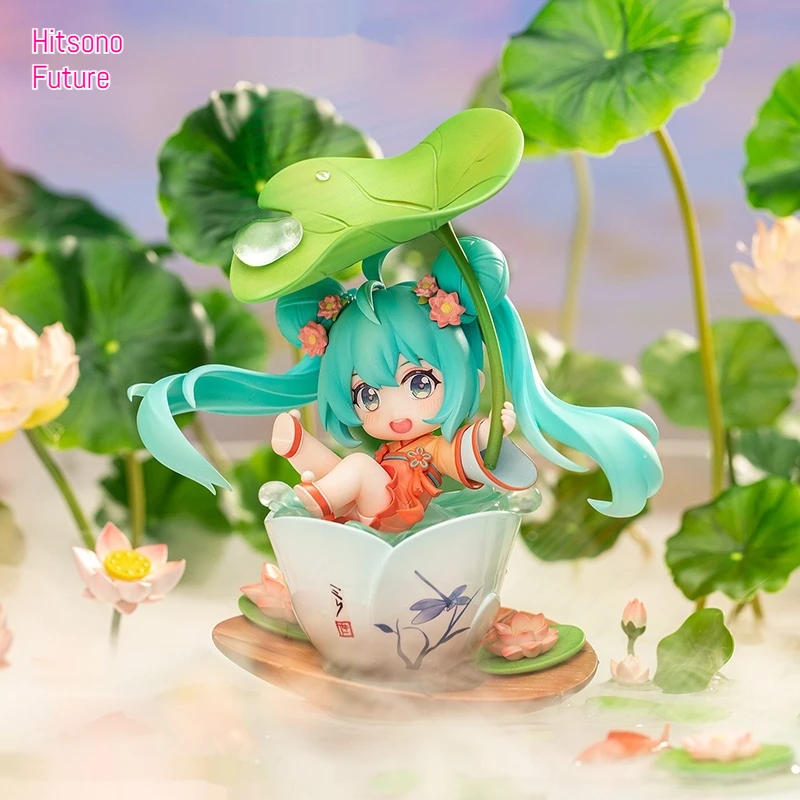 Hatsune Miku Q Version Clay Man Playing In Lotus Pond Handmade Model Ornaments Of Hatsune Miku Long Hair Princess Chuyin Handmad