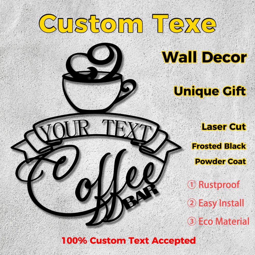 

Personalized Metal Sign for Coffee Shop Bar Restaurant Home Office Decor Custom Text Wall Art Gift for Coffee Lover
