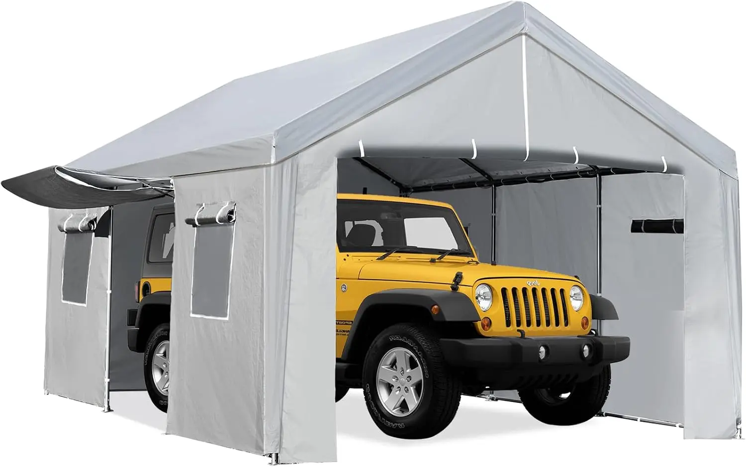 Carport 13 X 20 Heavy Duty Portable Garage, Waterproof Anti-Snow Carport With Removable Sidewalls 180G Pe Fabric, Galvanized