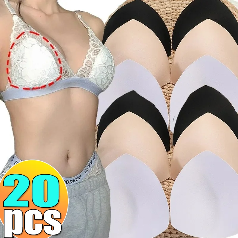 2/20PCS Sponge Bra Pads Swimsuit Breast Push Up Bra Padding Chest Enhancers Bra Foam Insert Chest Cup Intimates Accessories