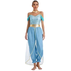 Women Arabian Princess Costume Egypt Indian Oriental Dance Fancy Dress Belly Dancewear Halloween Carnival Cosplay Festival Suit