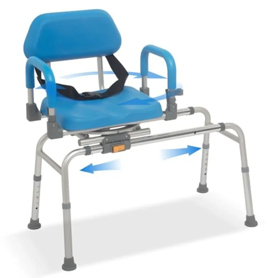 

FSA/HSA Eligible Sliding Shower Chair with Swivel Seat Rotating Tub Transfer Bench Shower Bench with Padded Seat and Backrest f