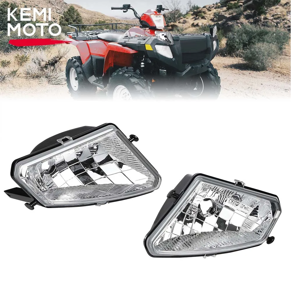 

KEMIMOTO ATV Front Headlights Cover Assembly IP67 Waterproof Compatible with Polaris Sportsman 500 4×4 HO Touring EFI 2005-2010