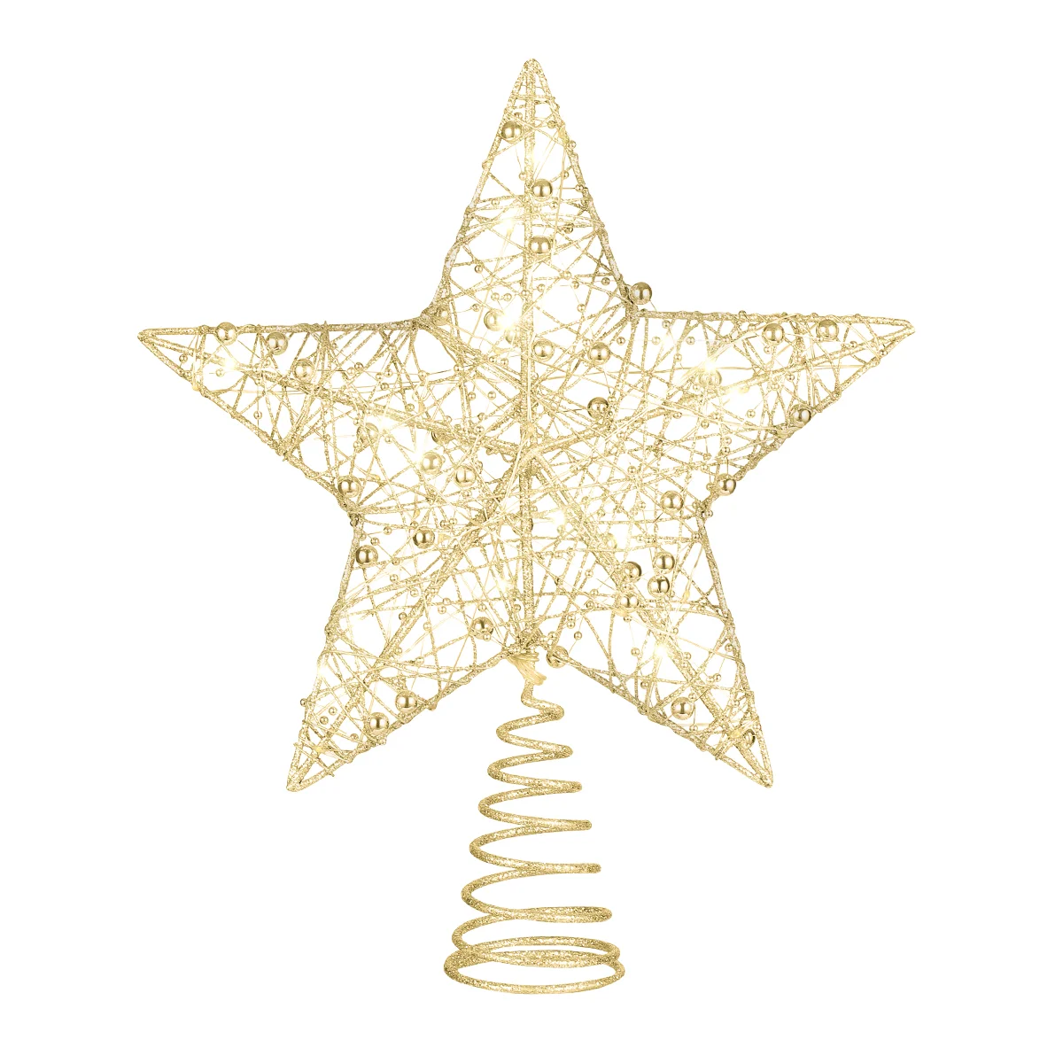 

Household Christmas Tree Decorations Gold Star Ornament for Topper Lighted Shaped Lamp