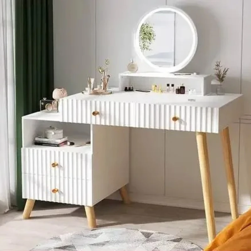 

Mirror Cabinet Led Dressing Table Modern Bedroom Multifunctional Simple Dressing Bedroom Charm Tocador Furniture Decoration