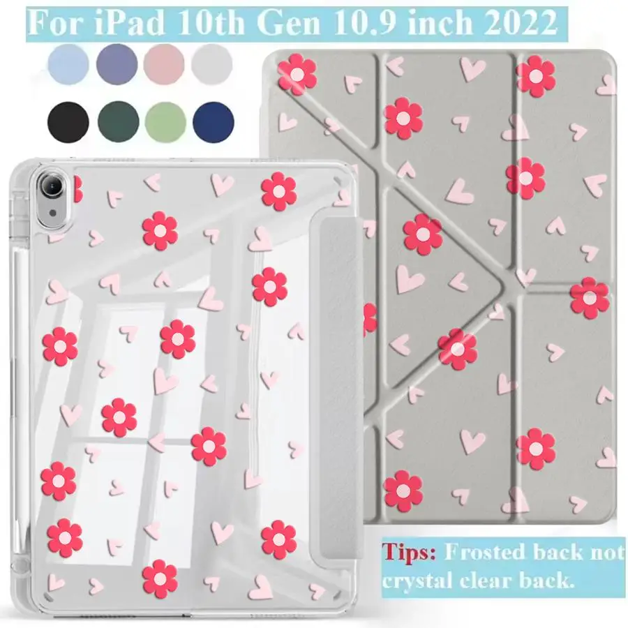 Sweet Red Flower Holder Cover Tablet Case For iPad Air 4 5 M3 M2 M4 11inch Mini 6 7 Pro 11th 10th 9th 8th 7th 12.9inch Pro 2025