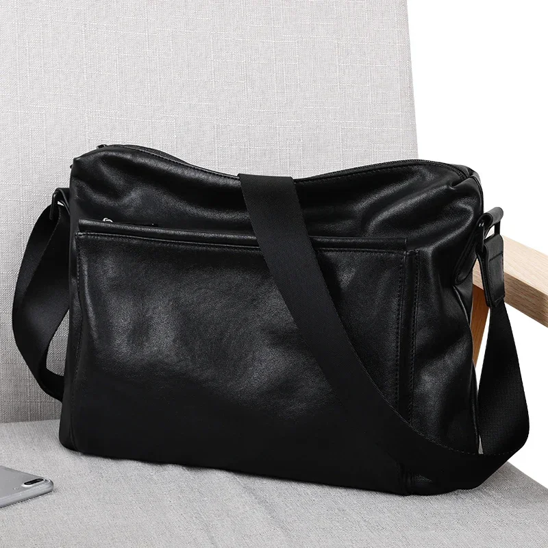 BJIAX Leather Bag Backpack Crossbody Bag  Large Capacity Shoulder Bag Commuter Diagonal Casual Messenger Bag Cowhide Bag