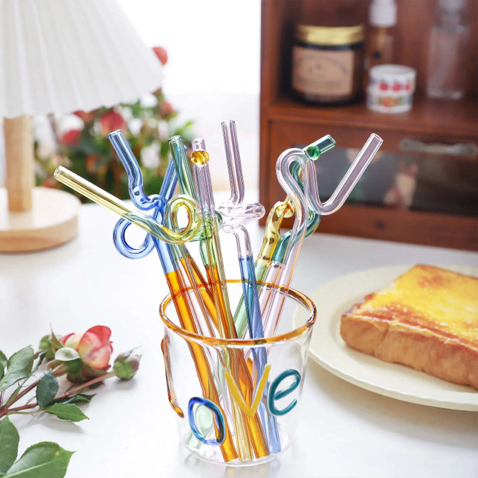 Knotted Colored Glass Straws Lightweight Smooth Edge Gift for Men Women and Kids Practical Stylish Versatile Suitable for Photos