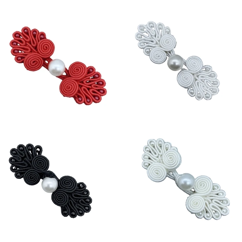 Chinese Knot Buttons Pearl Beads Cheongsam Cloaks Cardigan Fasteners for Clothing Decor Pig Nose Cheongsam Fasteners