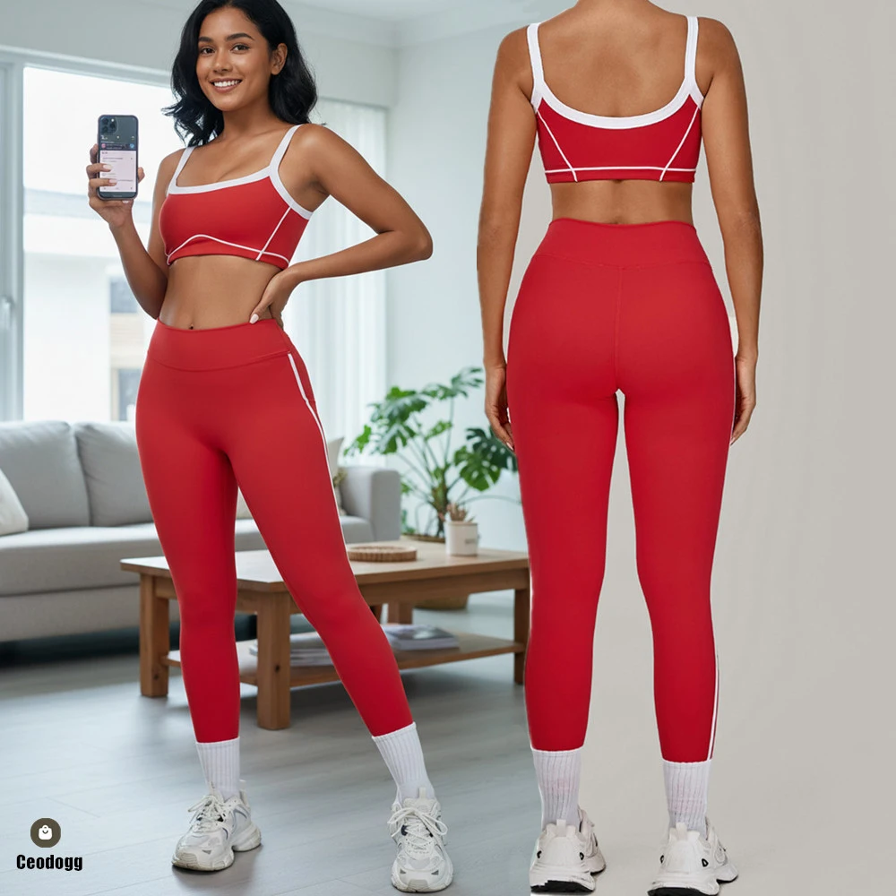 2-個女性トラックスーツヨガセットスポーツウェアトレーニング服アスレチックウェアジムレギンスフィットネスブラジャースポーツアクティブウェア-xp396