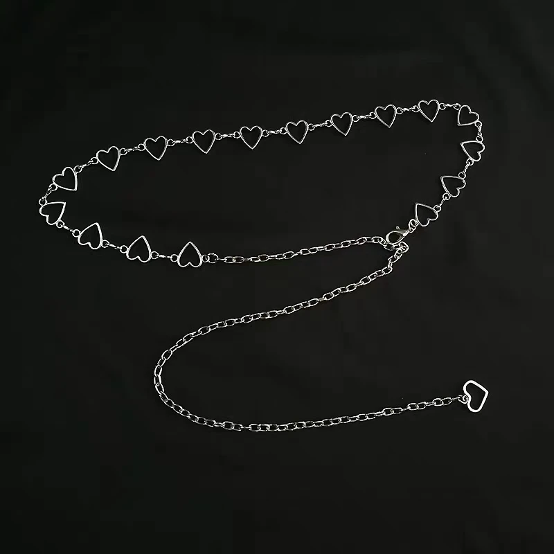 Women Fashion Heart Shaped Metal Waist Chain Belt Waistband Accessories