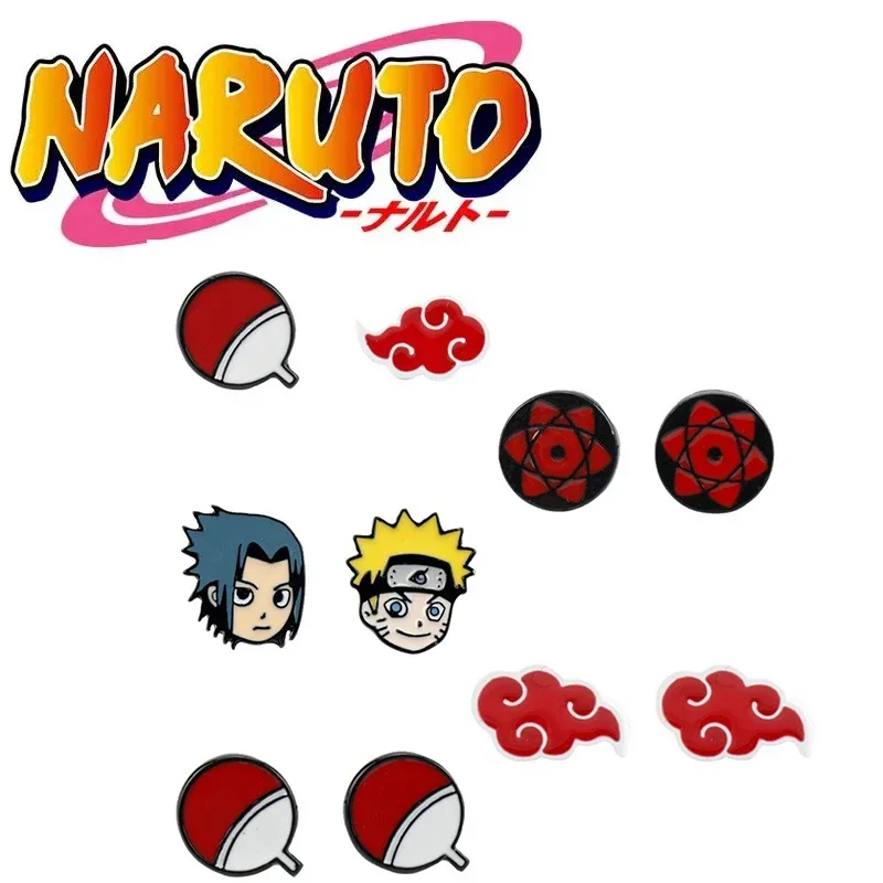 HOT Anime Uzumaki Naruto Orecchini Accessori Uchiha Itachi Sharingan Cosplay Party Orecchini a bottone Giocattoli per le donne Uomini Ragazza Regalo