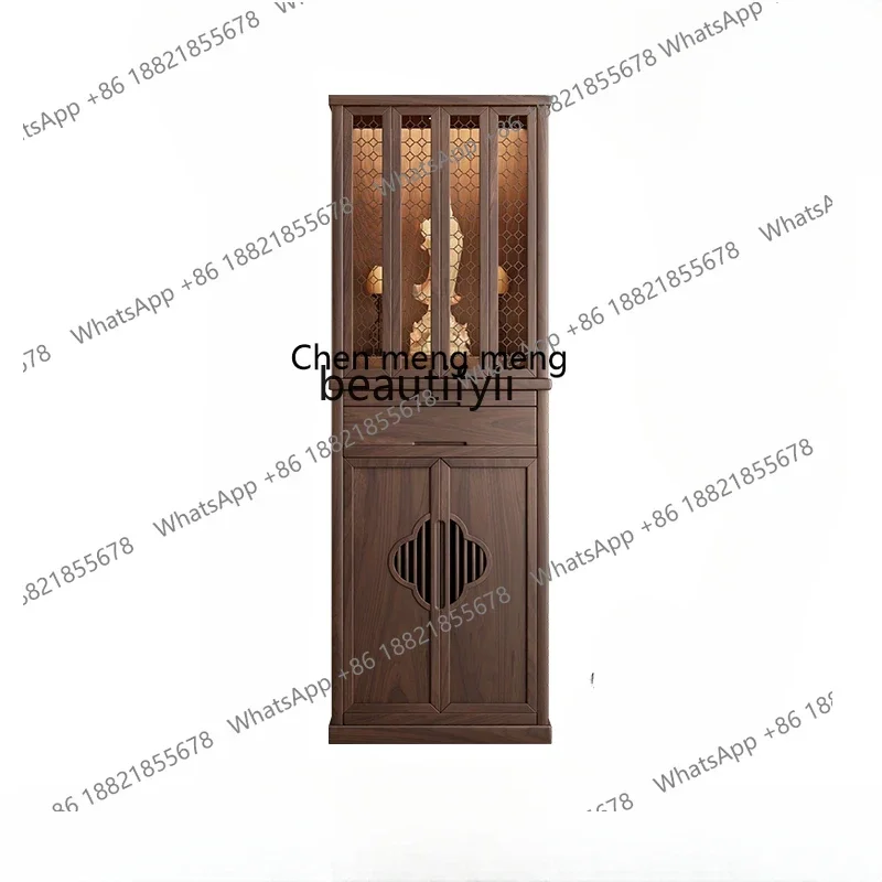 

cc182l Solid Wood Glass Door Buddha Shrine Clothes Closet Buddha Cabinet God of Wealth Prayer Altar Table Altar Shrine