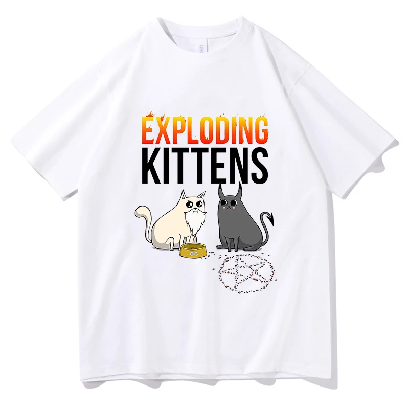 

2024 Exploding Kittens T-shirt Merch Short Sleeve Women Men Summer Casual Tees Vintage Hip Hop Fashion Harajuku Cotton Cat Tops