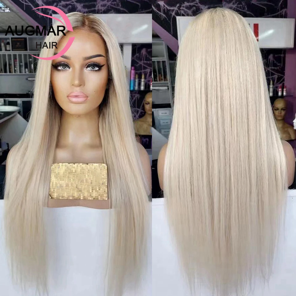 Ash Blonde Straight Lace Front Human Hair Wigs Glueless 13x6 HD Lace Frontal Wig 13x4 Transparent Lace Wigs For Women Human Hair