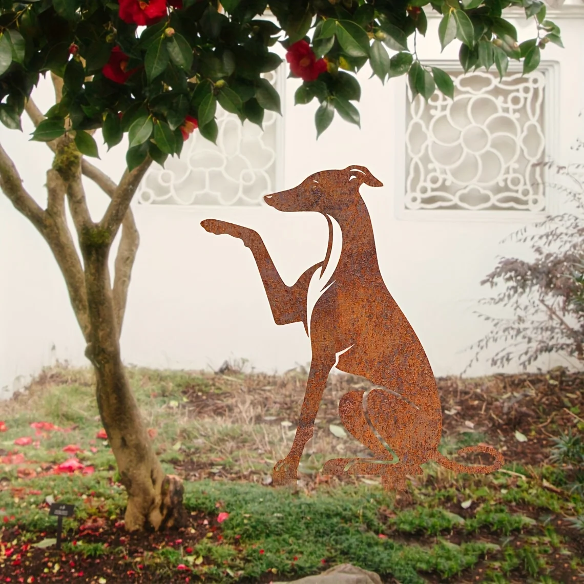 Metal Dog Grave Marker Stake - Rustic Outdoor Pet Memorial Decor, Freestanding Weather-Resistant Garden Stakes