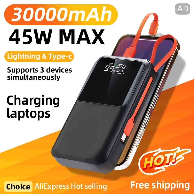 

Real 45W 20000mAh Power Bank! Small and Powerful! Laptops Can be Charged! High Capacity For iPhone15\14\13 SamSung XIAOMI Huawei