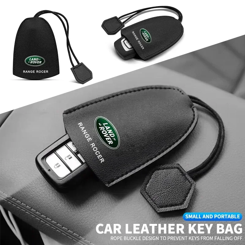 1pc Leather Car Key Wallet Pull Rope Key Organizer Fashion Man Key Chain Case Accessories For Land Rover Freelander Range Evoque