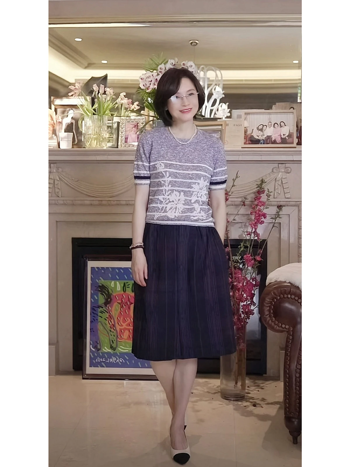 

Marisola Knitted Sweater Embroidered Silk ort Sve round Ne een Cotton Linen Blend Garden Theme Faion Top