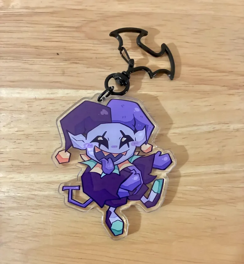 Cute Clown Game Character Jevil Acrylic Keychain 70mm Double Sided Bag Charm