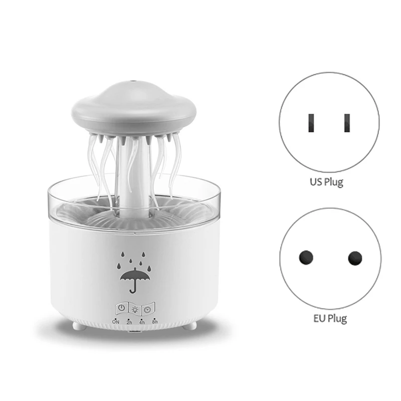 Raindrop Humidifier For Bedroom Office Essential Oil Diffuser With 7-Color LED Lights 300ML Dynamic Jellyfish Humidifier US Plug