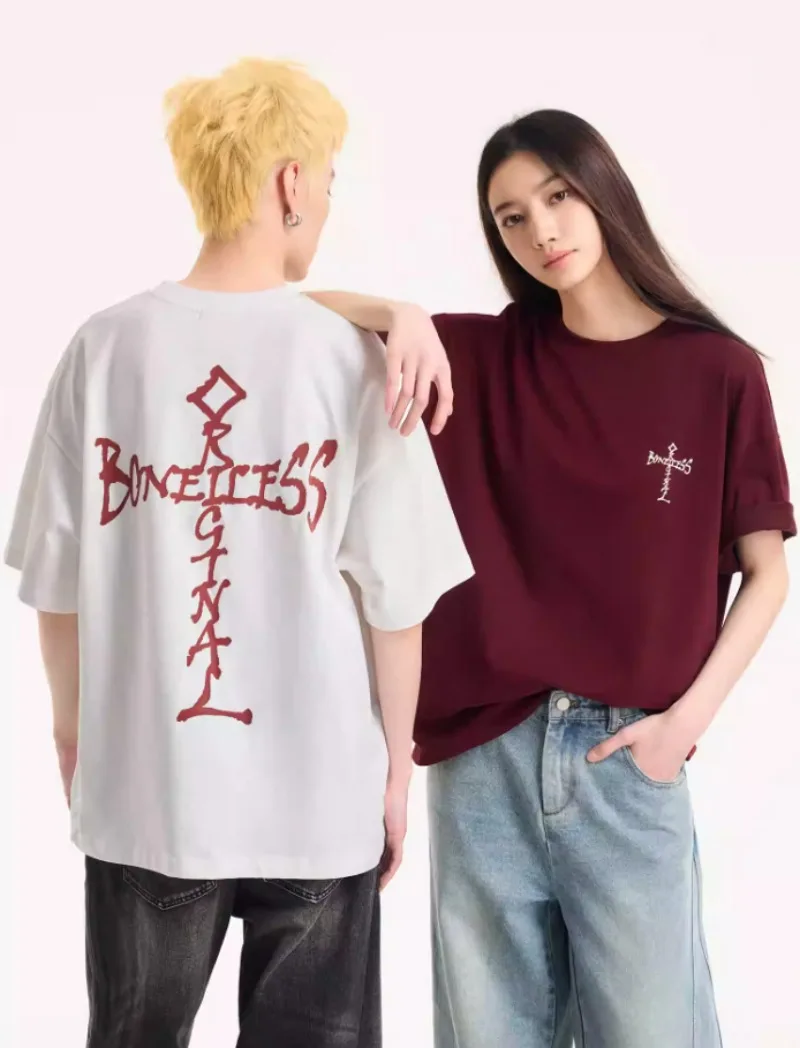 

2025 New Unisex T-shirts Trendy Creative Letter Printed Short-sleeved T-shirts Loose Breathable and Comfortable Gifts for Bestie