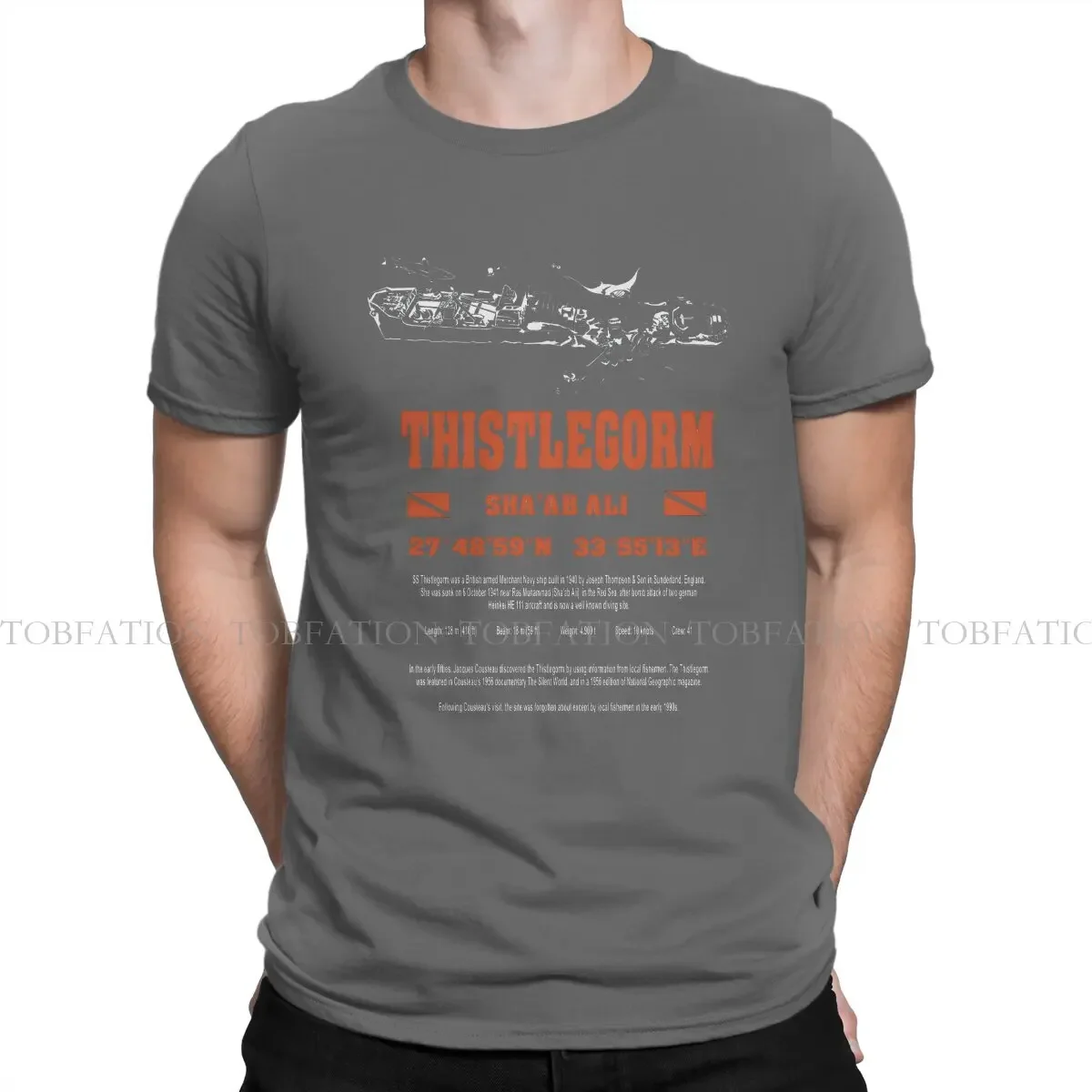 Egypt Red Sea Thistlegorm Diving O Neck TShirt Scuba Diver Adventure Sport Fabric Basic T Shirt Man's