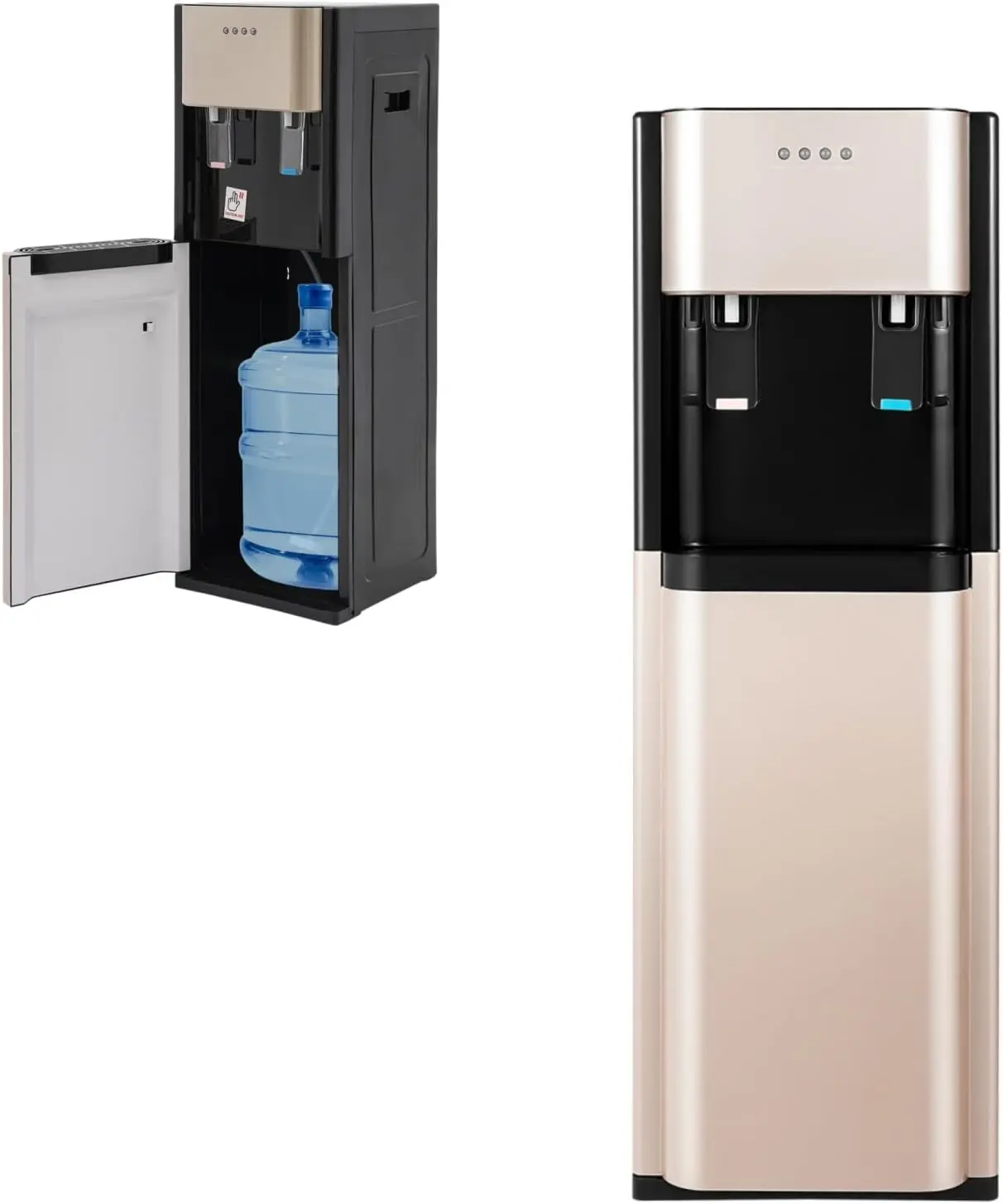 Bottom Loading 5.28 Gallon Water Cooler Dispenser Hot Cold Two Temperature Freestanding Gold Use Home Office Nursery Kitchen