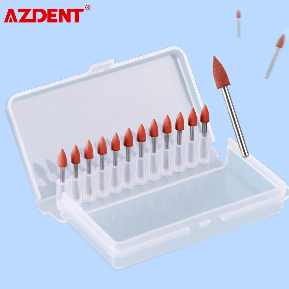 12pcs/Box AZDENT Dental Silicone Polisher 0413 Polish Impregnated Abrasive Friction FG Mini Points for Pre-Polishing