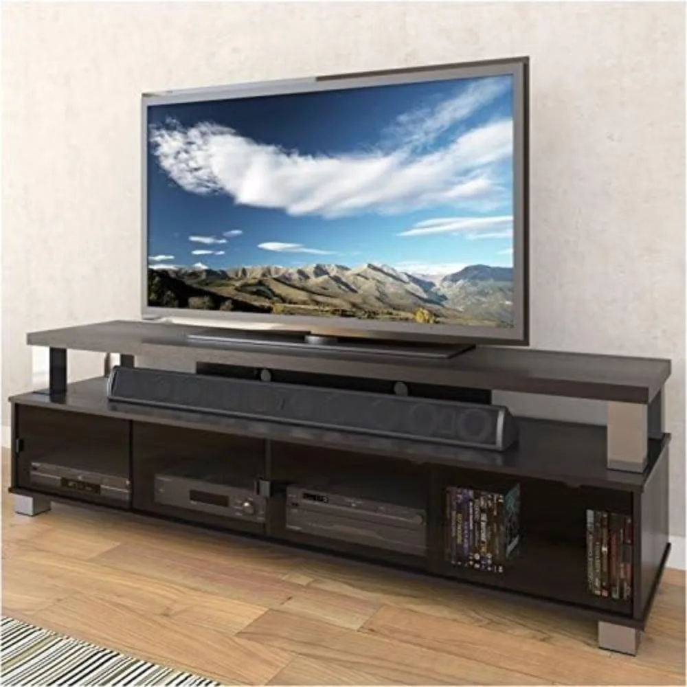 Transitional 2 Tier Wood TV Stand for TVs up to 75