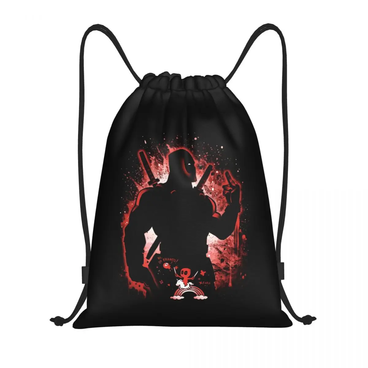 

Custom Deadpool Drawstring Bag for Shopping Yoga Backpacks Women Men Comics Book Sports Gym Sackpack