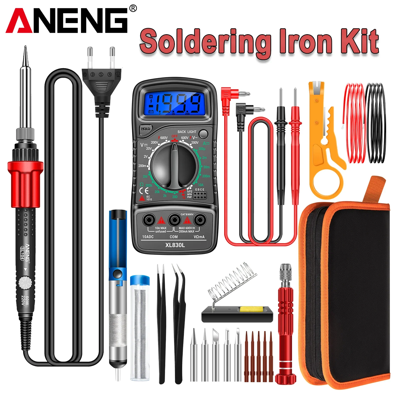 

ANENG SL104 Ceramic Heater Solder 60W Tips Quick Tin Equipment Electric Welding Repair Electric Soldering Iron 13 Kits Set Tools