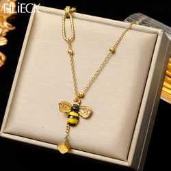 EILIECK 316L Stainless Steel Cute Little Bee Pendant Necklace For Women Girl Fashion Creativity Clavicle Chain Jewelry Gift New