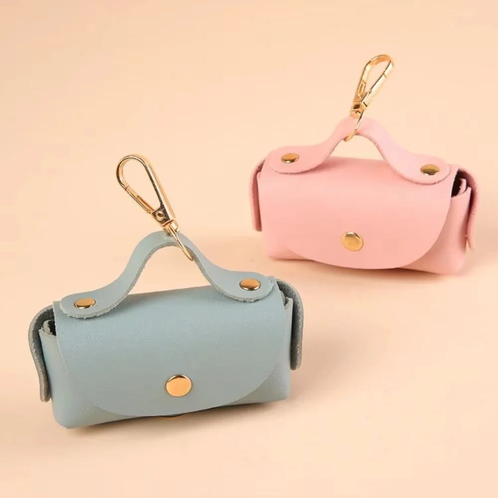 Leather Pet Waste Bag Dispenser Multi-Color with Keychain Dog Waste Bag Lightweight Multifunctional Pet Poop Bag For Outdoor Use