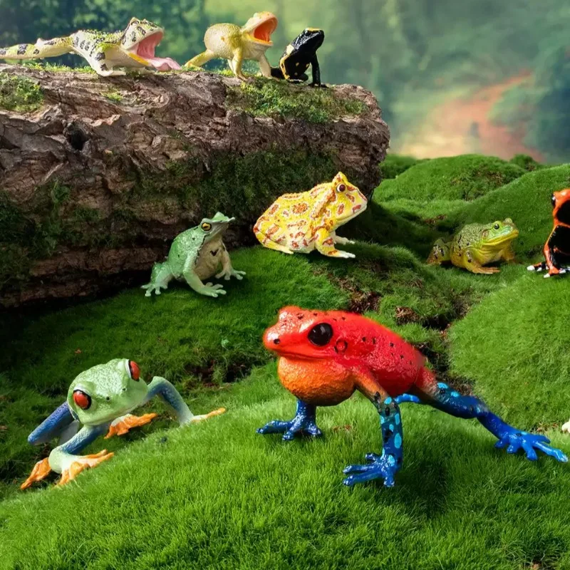 Simulation Frog Figurine Plastic Amphibian Animal Model Educational Cognitive Toy Kids Desktop Collection Display Ornament