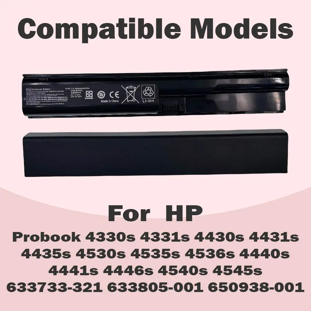 Battery PR06 633733-321 633805-001 650938-001 PR06 Compatible with HP Probook 4330s 4331s 4430s 4431s 4435s 4530s 4535s 4536s 44