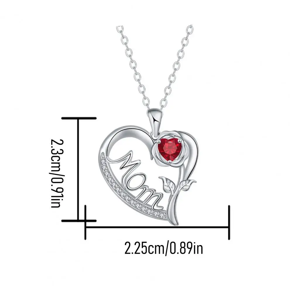 Exquisite Workmanship Jewelry Mom Letters Necklace with Love Roses Pendant Elegant Alloy Jewelry for Mother's Day Gift for Women
