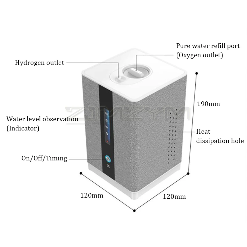 Generatore di idrogeno H2 macchina per inalazione 150 ml/h 99.99% generatore di ionizzatore di acqua a idrogeno portatile ad alta purezza spa/PEM