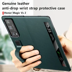 LANGSIDI Magnetic Stand Smart Flip Case for Honor Magic V3 with Fundas Wriststrap bracket Genuine Leather Cover